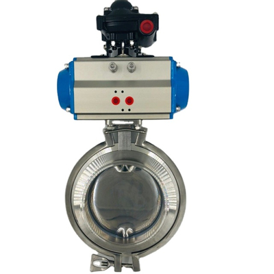 Hygienic Stainless Steel Pneumatic Actuated Butterfly Valve w/ Positioner