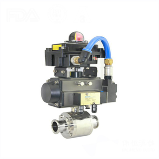 2-Way Stainless Steel Automated Hygienic Ball Valve w/ Limit Switch